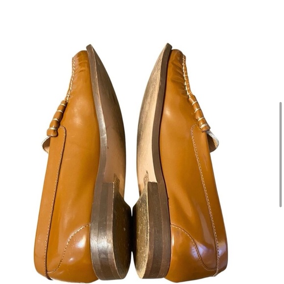 J. Crew Patent Leather Two-Tone Penny Loafers Brown White - Picture 3 of 7